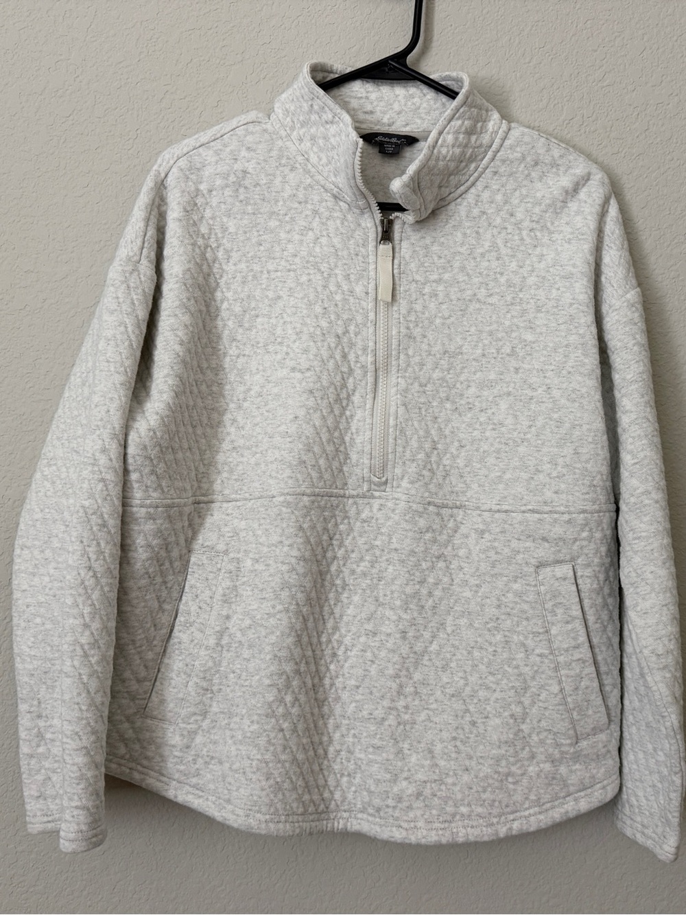 Eddie Bauer Quilted Half-Zip Sweater - Light Gray